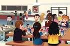 Kids Eating At The School Cafeteria Stock Illustration - Download Image Now - Cafeteria, School Building, Education - iStock