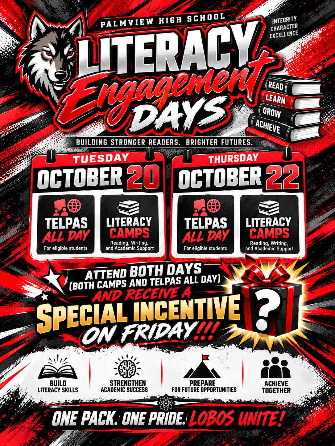 🐺❤️🖤 PHS LITERACY ENGAGEMENT DAYS! 📚🚀 TWO DAYS. ONE GOAL PLUS A SPECIAL SURPRISE! 🎁