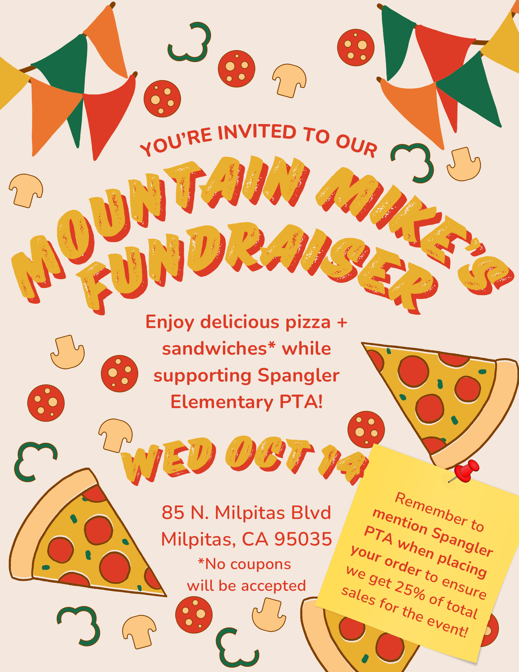 🍕 Mountain Mike's Dining Dollars Fundraiser 10/14