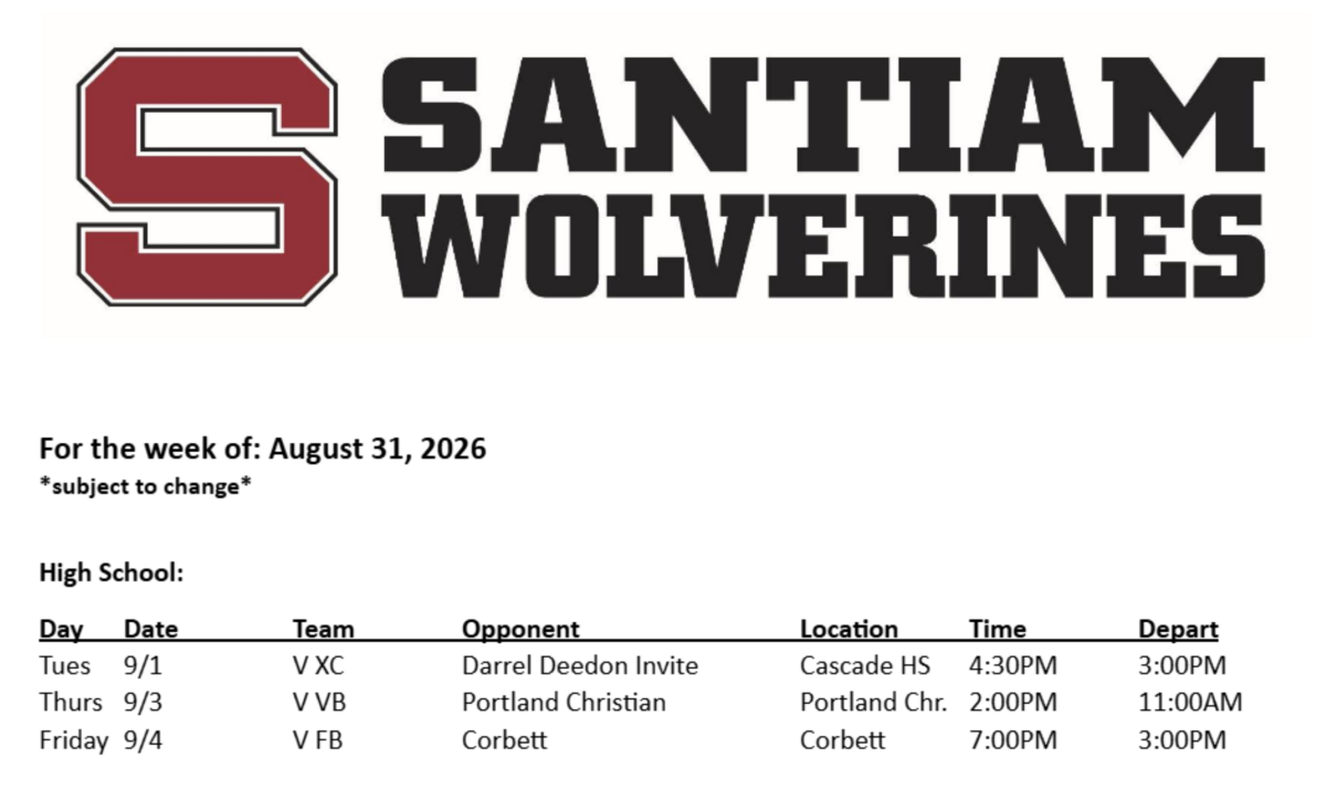 For the Week Of 8/31