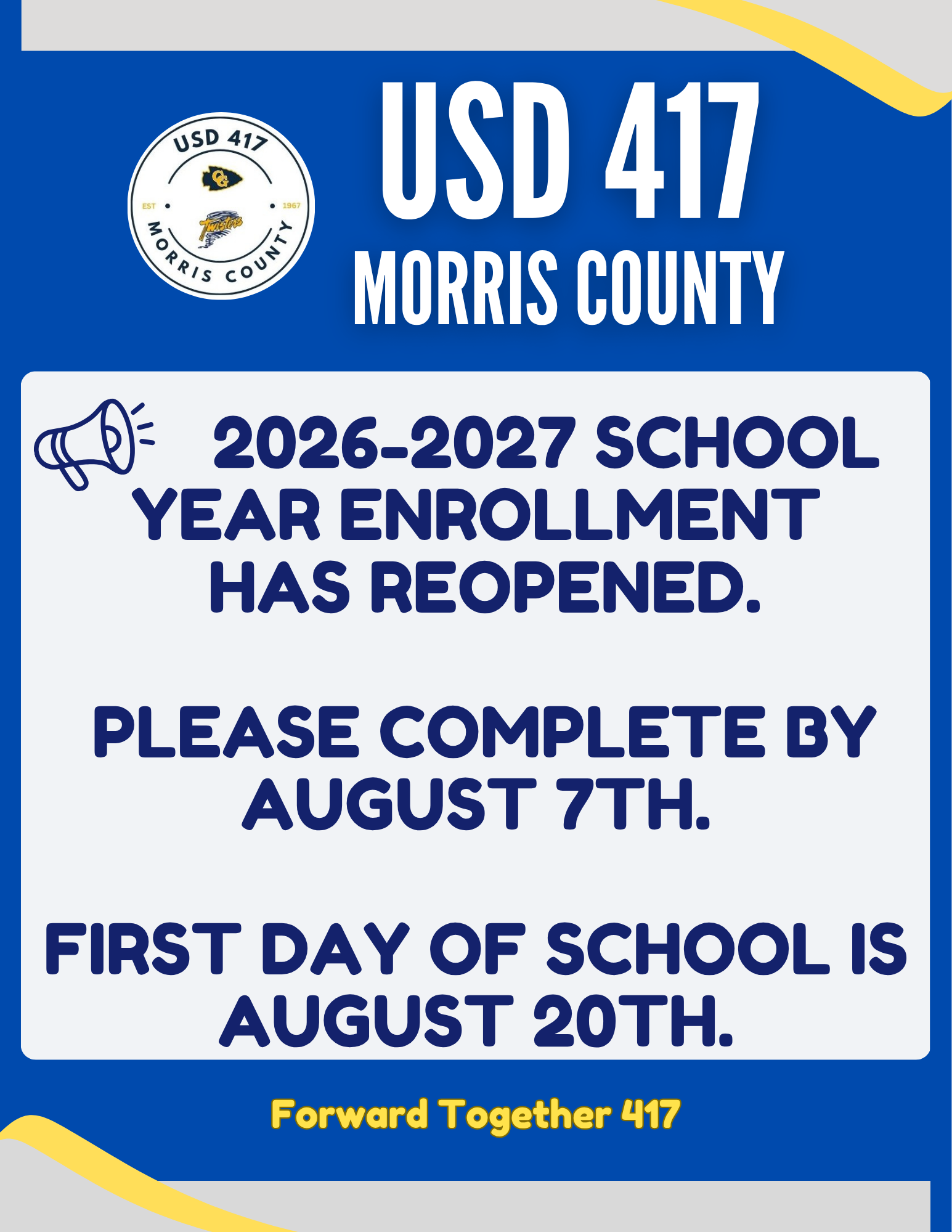 ENROLLMENT HAS REOPENED - PLEASE COMPLETE BY AUGUST 7