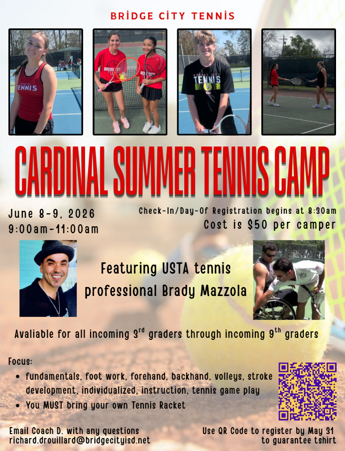 Summer Tennis Camp! Grades 3rd-9th