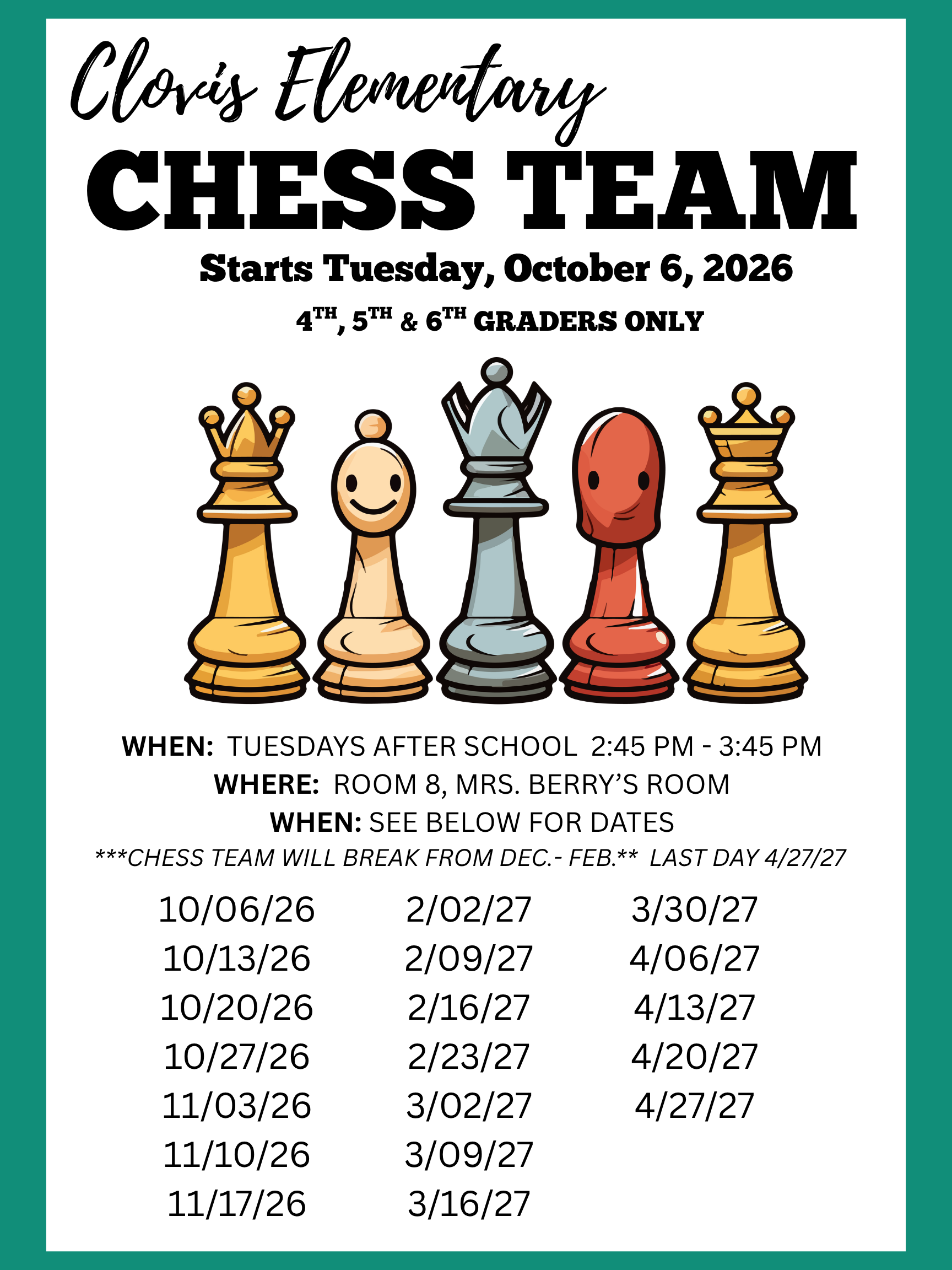 Chess Club Sign Ups