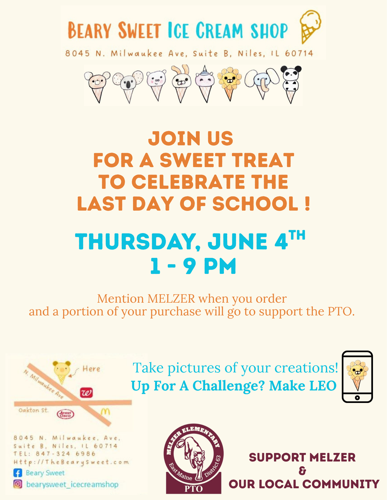 PTO Dining Out Fundraiser - Beary Sweet Ice Cream Shop