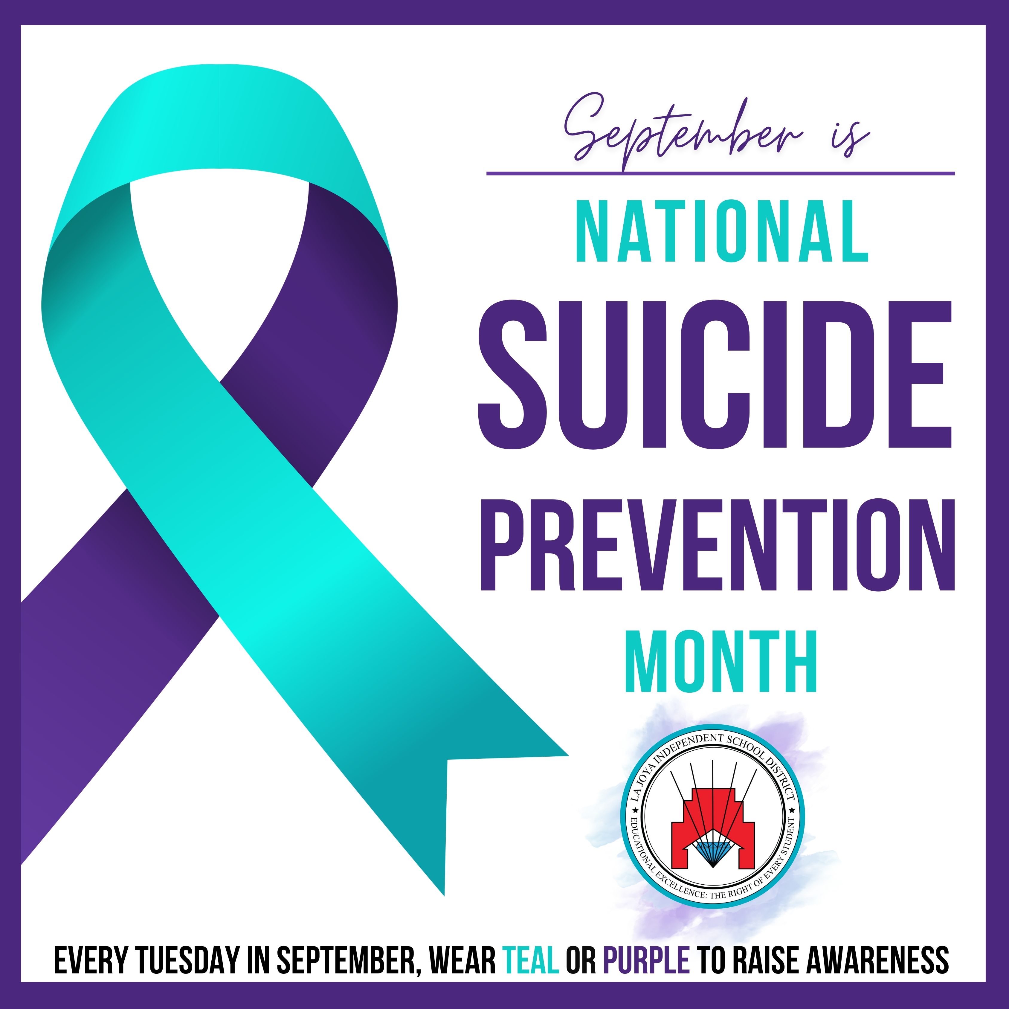 💜🩵 September is National Suicide Prevention Month.