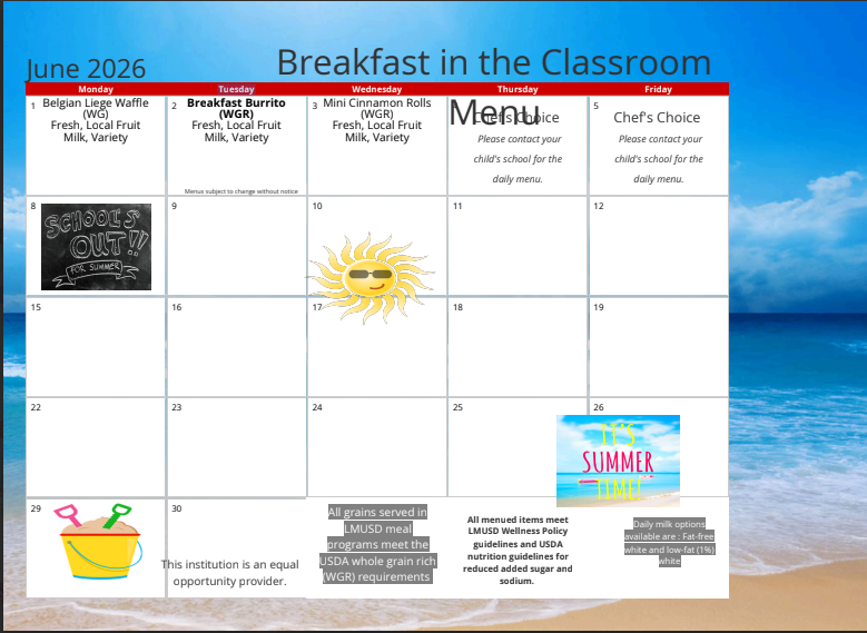 June Lunch Menus