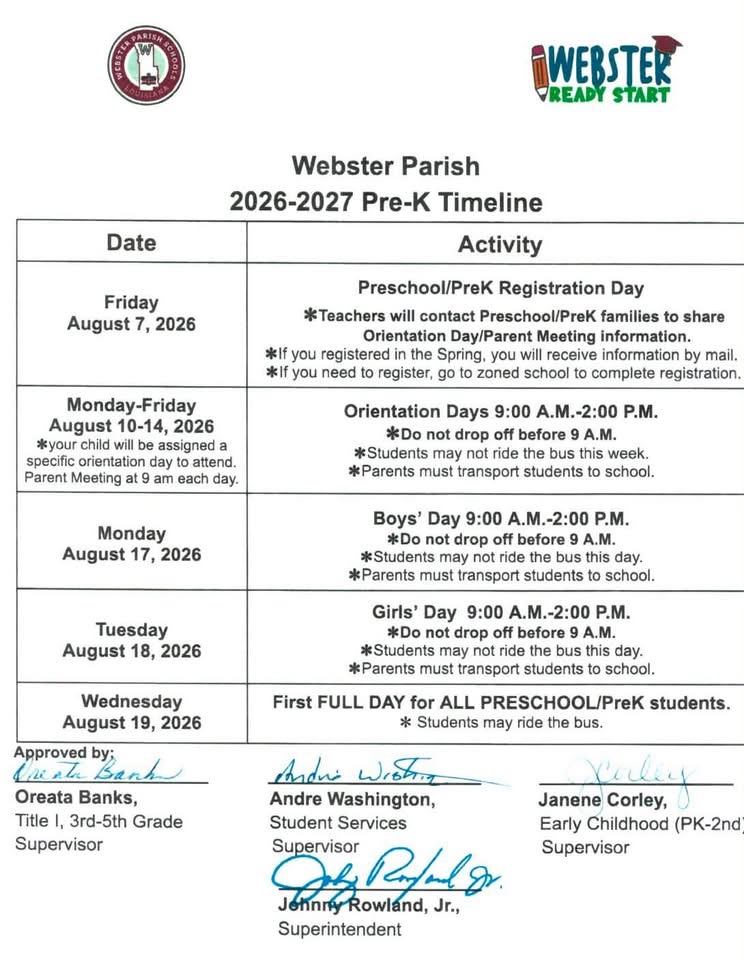 2026-2027 WPSB PreK and K Timelines