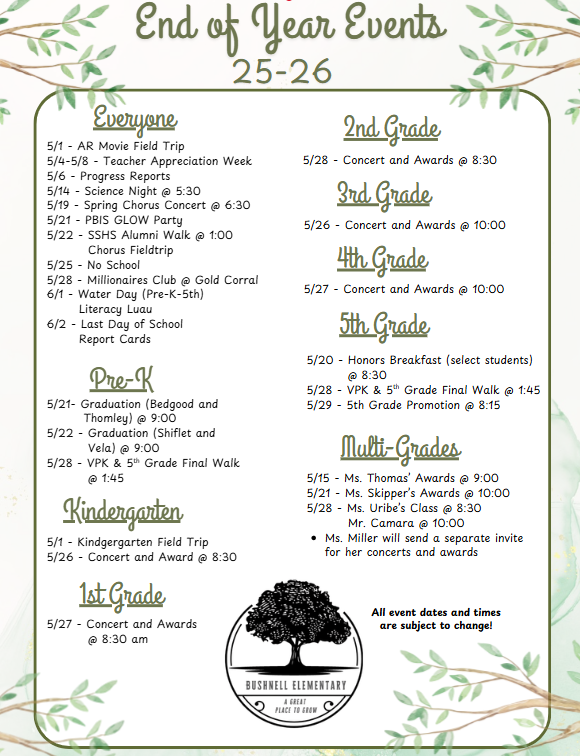 Reminder for End of Year Celebrations this week!