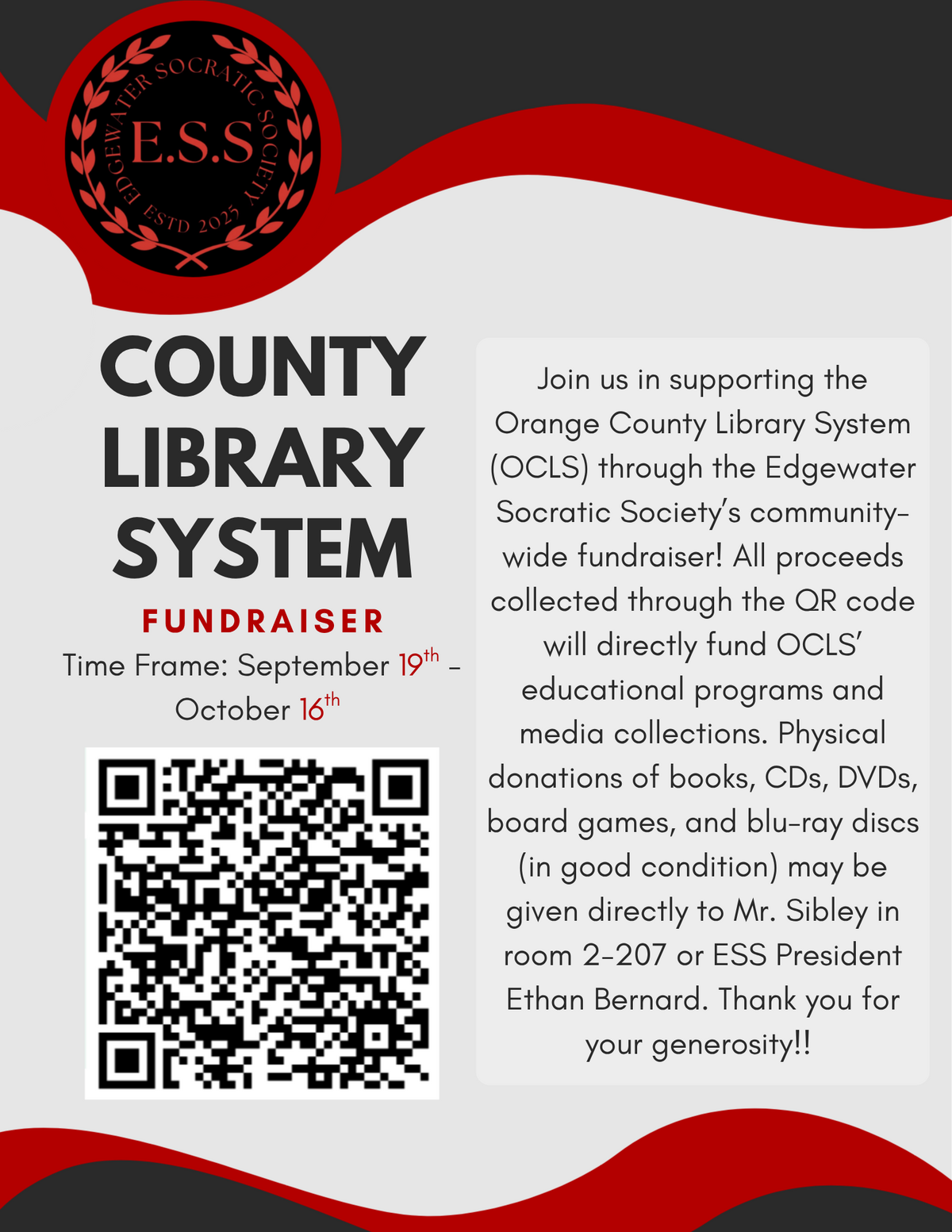 Edgewater Socratic Society OCLS Fundraiser