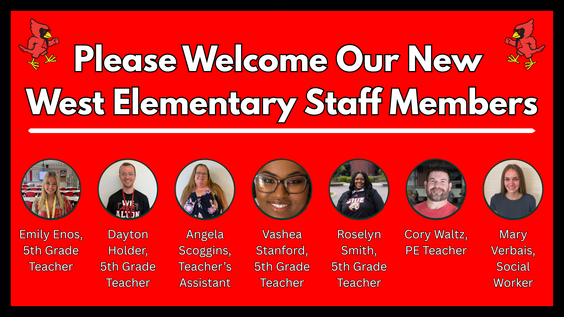Please Welcome West Elementary's New Staff Members!!!