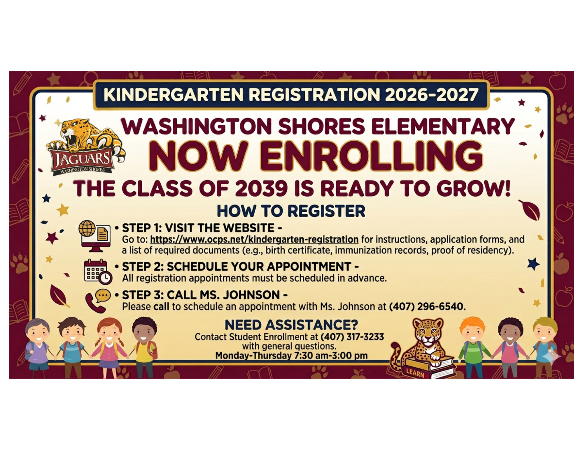 🌟 Kindergarten Registration Now Open – Class of 2039! 🌟