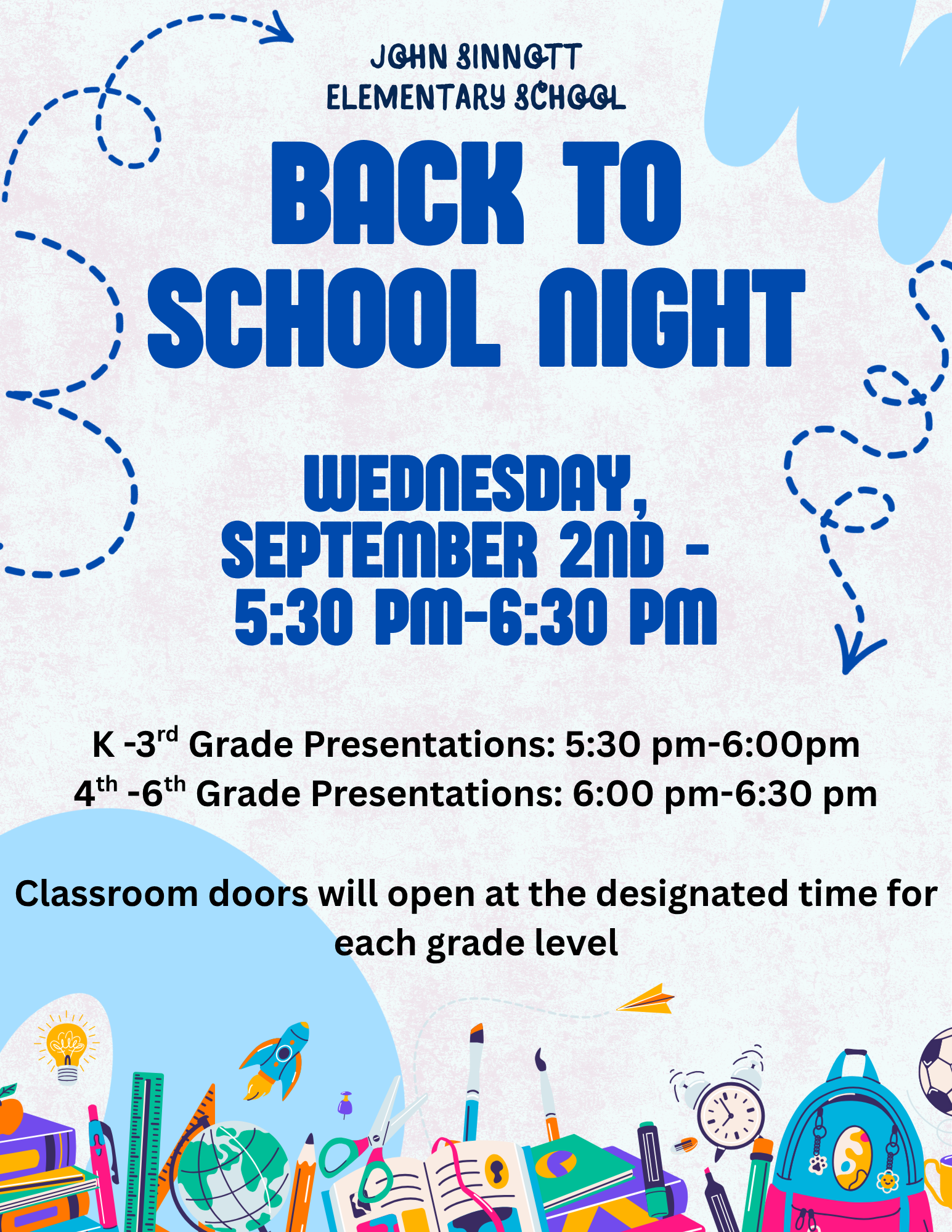Back to School Night- Wednesday, September 2nd