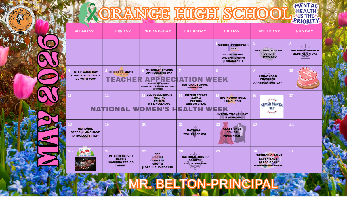 OHS May Calendar 