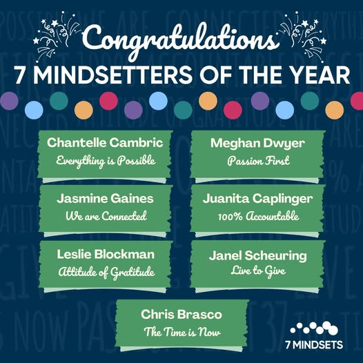 Congratulations we have a 7 Mindsetter in the District
