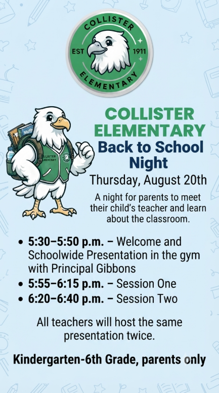 Collister Back to School night (PARENTS ONLY)