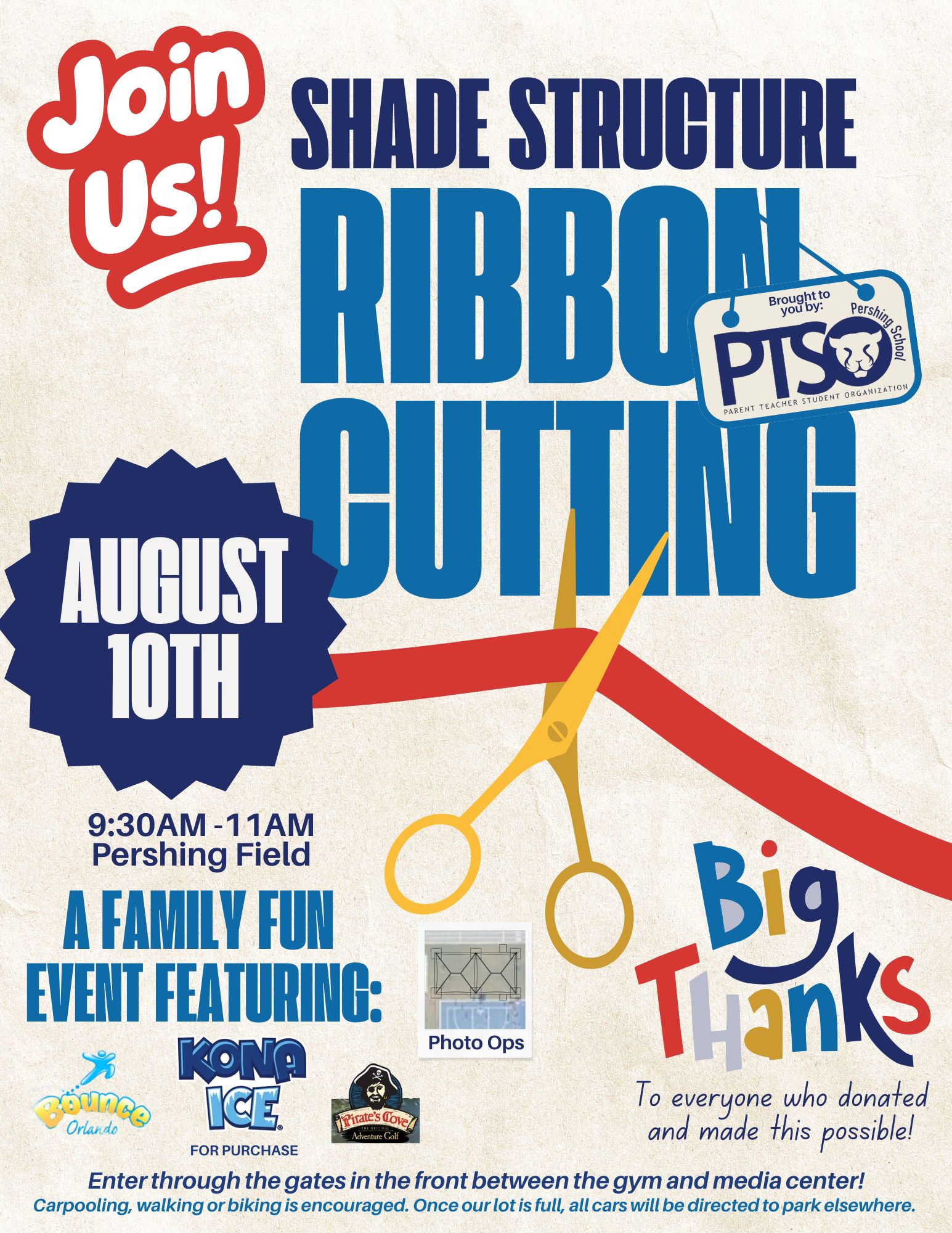 PTSO Family Event: Sunshade Ribbon Cutting 8/10