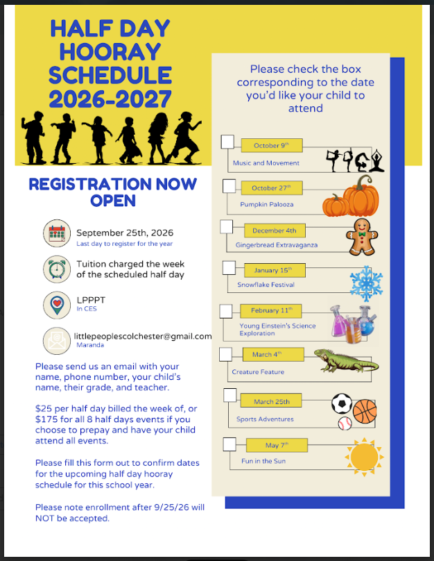 Half Day Hooray Schedule 2026-2027