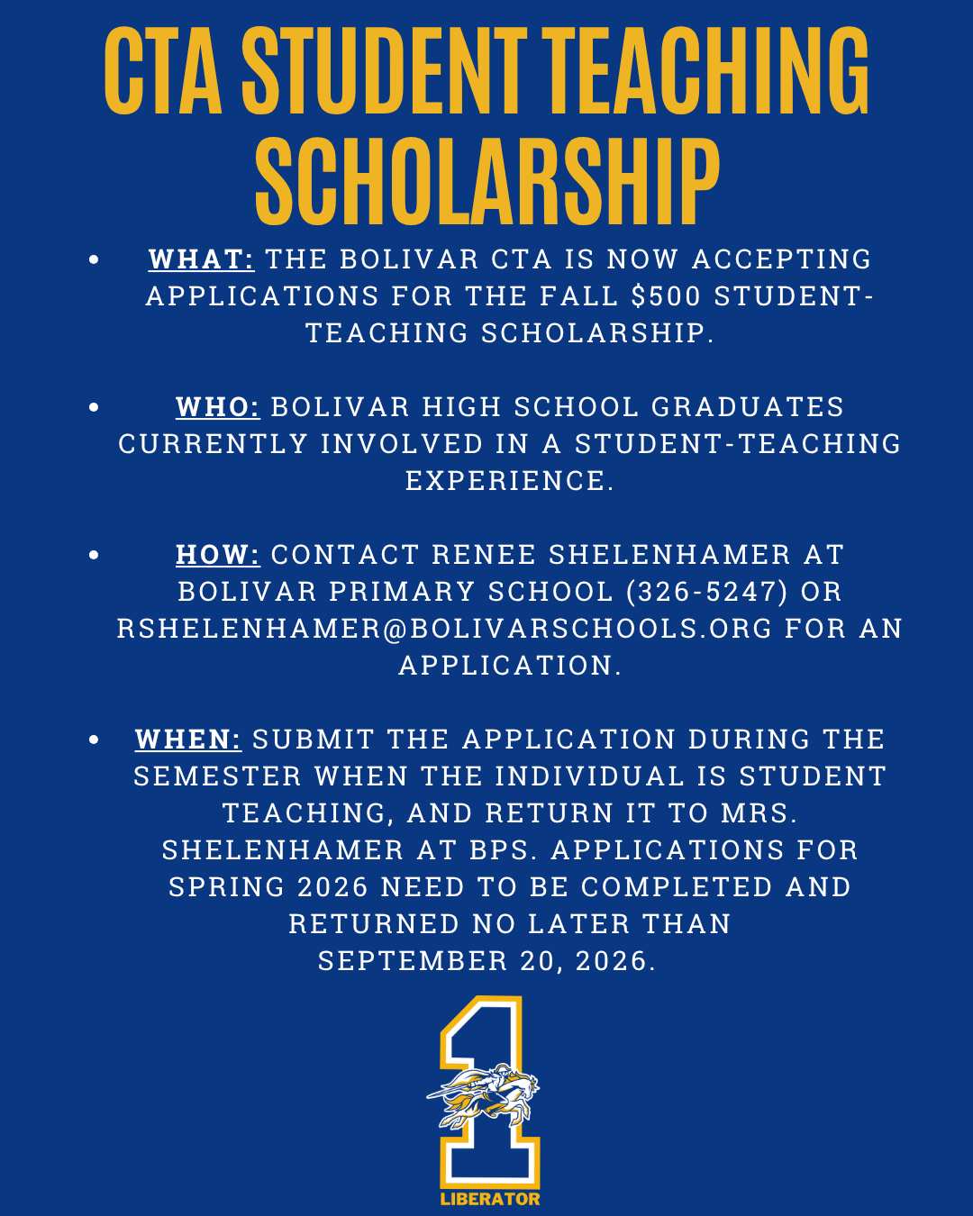 CTA Student Teaching Scholarship