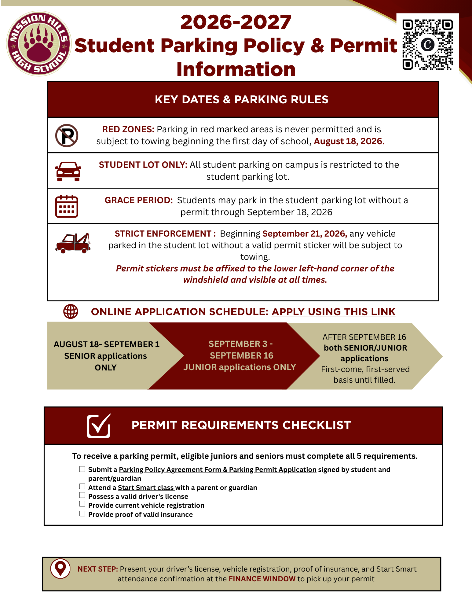 Student Parking Policy & Permit Required Starting Sept 21 (Towing Enforced) 