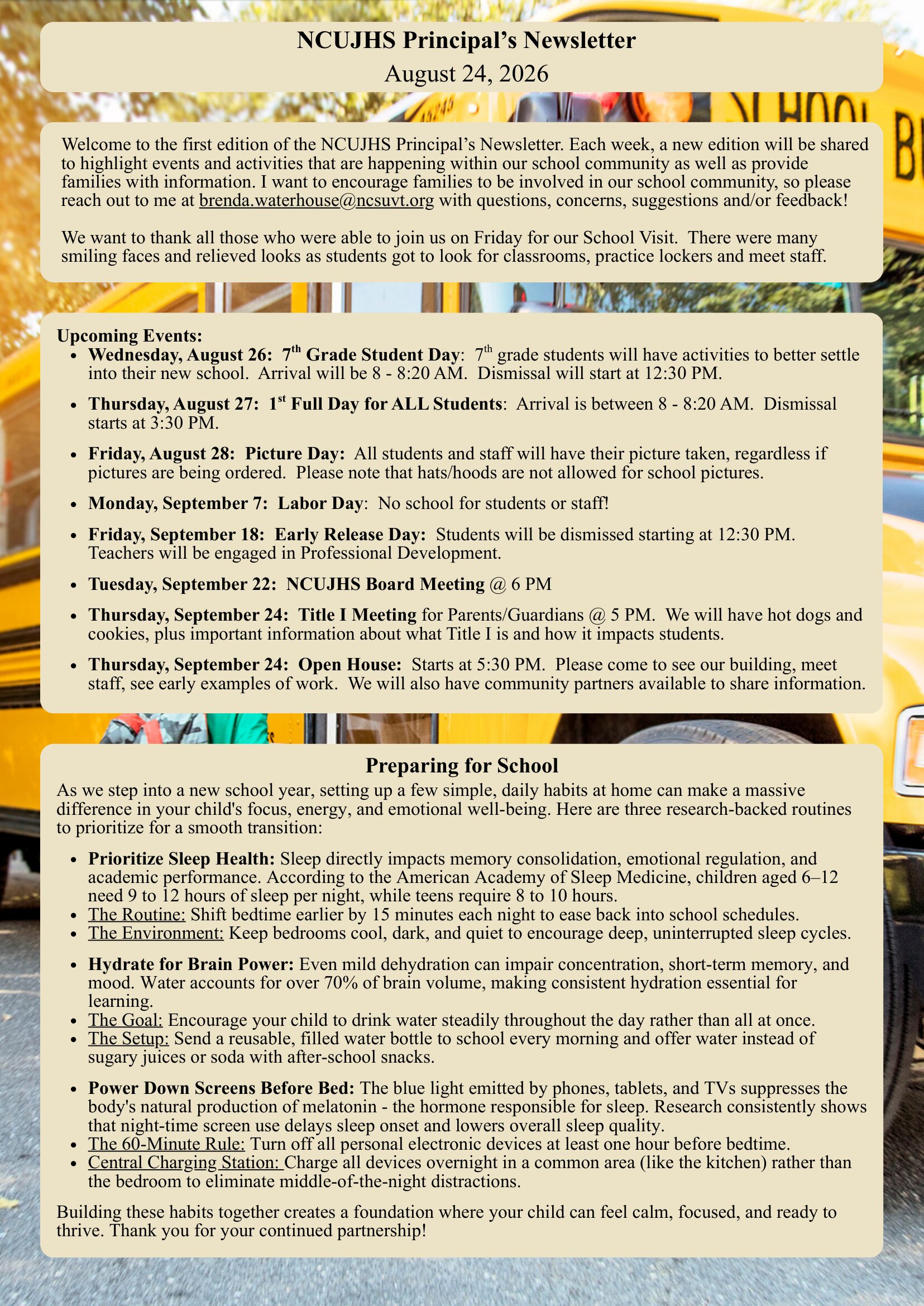 August 24, 2026 Newsletter