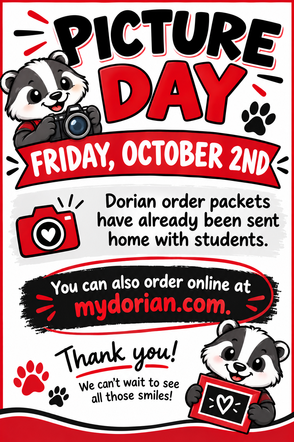 Picture Day is this Friday, October 2nd!
