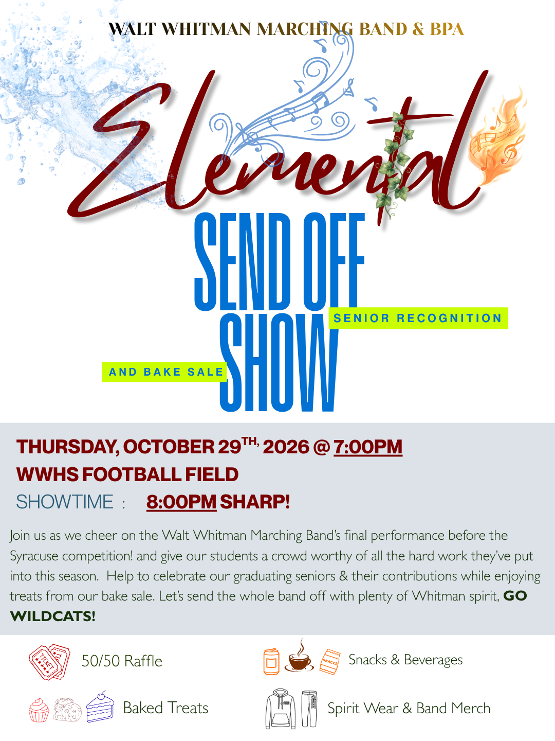 Save the Date! WWHS Marching Band Send Off Show - Thursday, October 29th