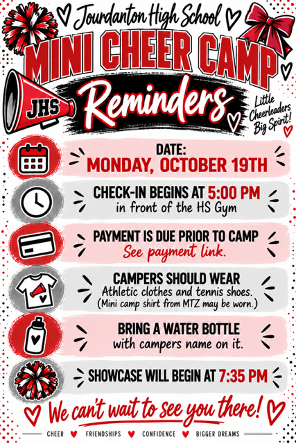 Mini Cheer Camp Reminders