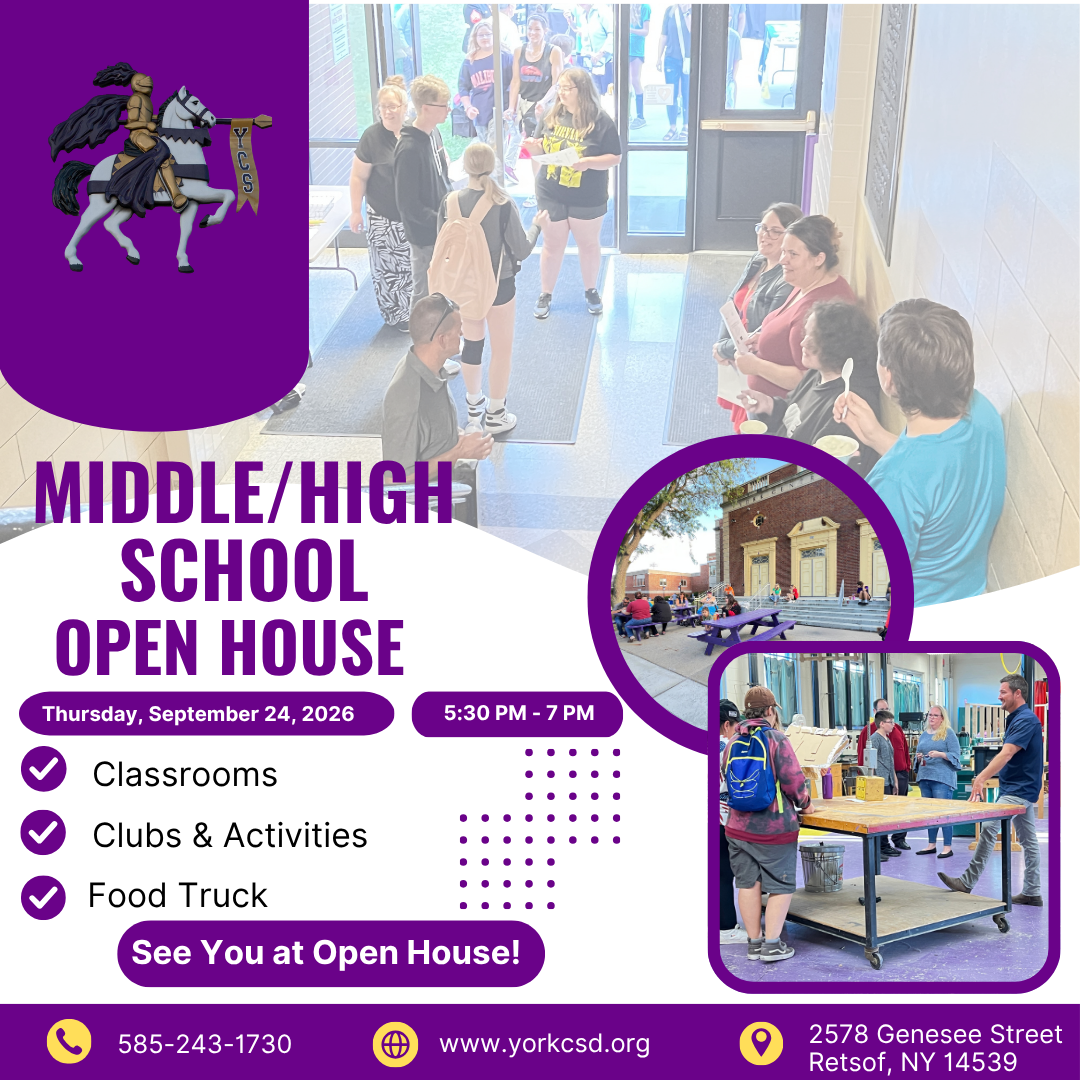 Middle/High School Open House This Thursday, September 24, 5:30 p.m. to 7 p.m.
