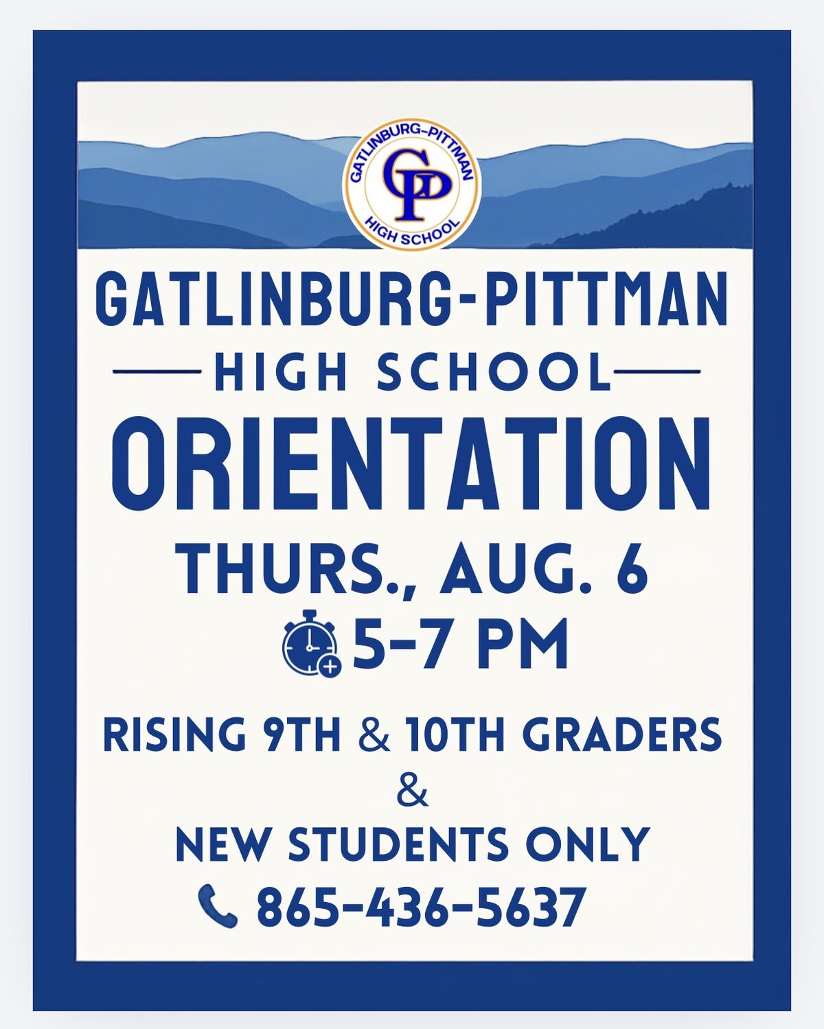 Rising Freshmen, Sophomores & New Student Orientation -- Th., August 6, 2026