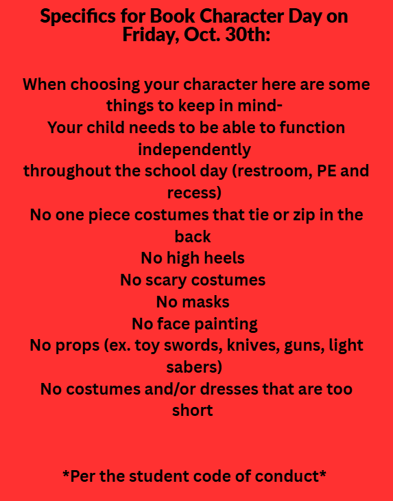Red Ribbon Week- Information for Book Character Day