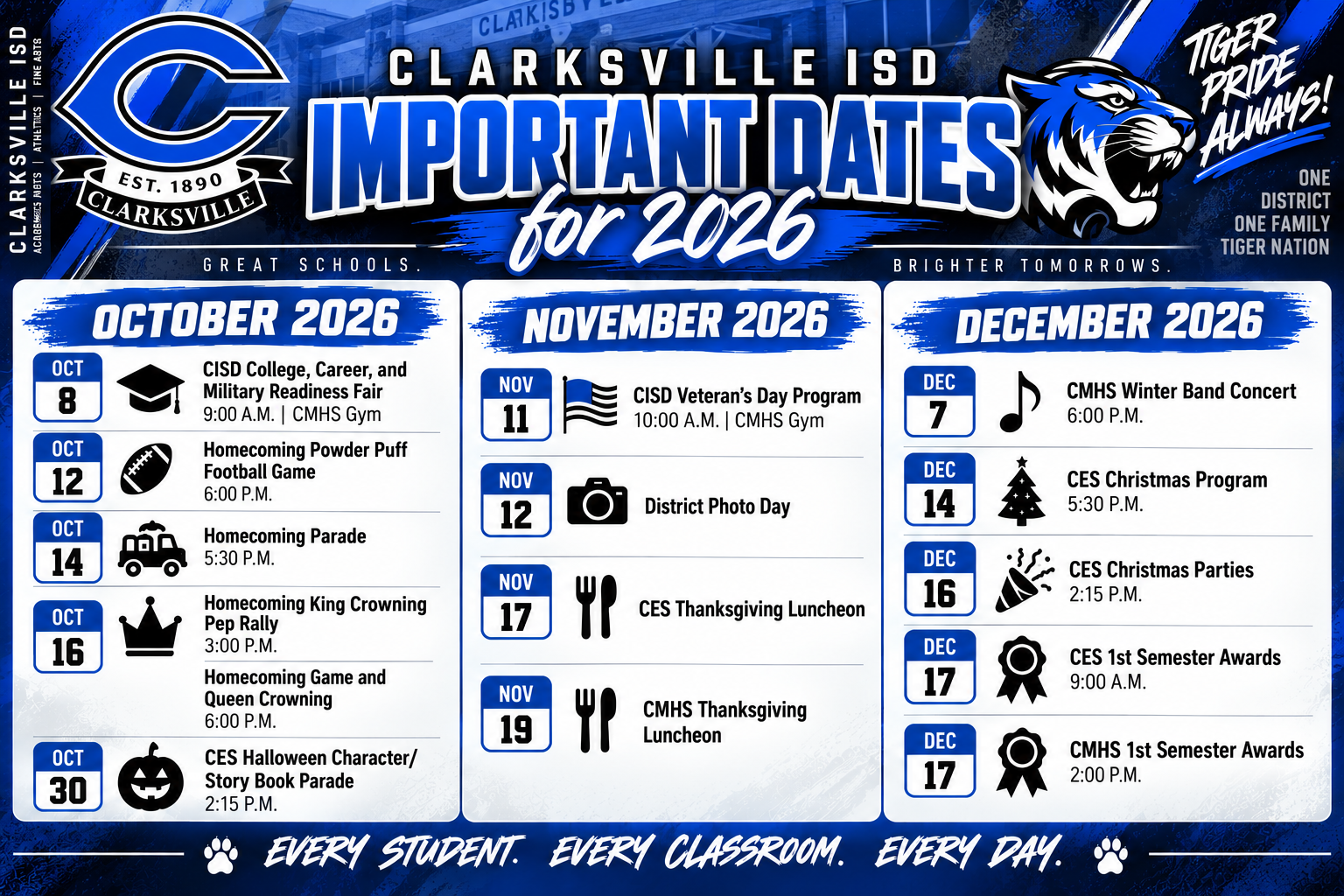 2026 CISD Important Dates