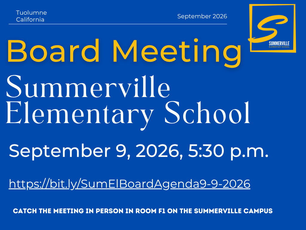 Notice of Regular Board Meeting – Wednesday, September 9, 2026, Summerville Elementary School District