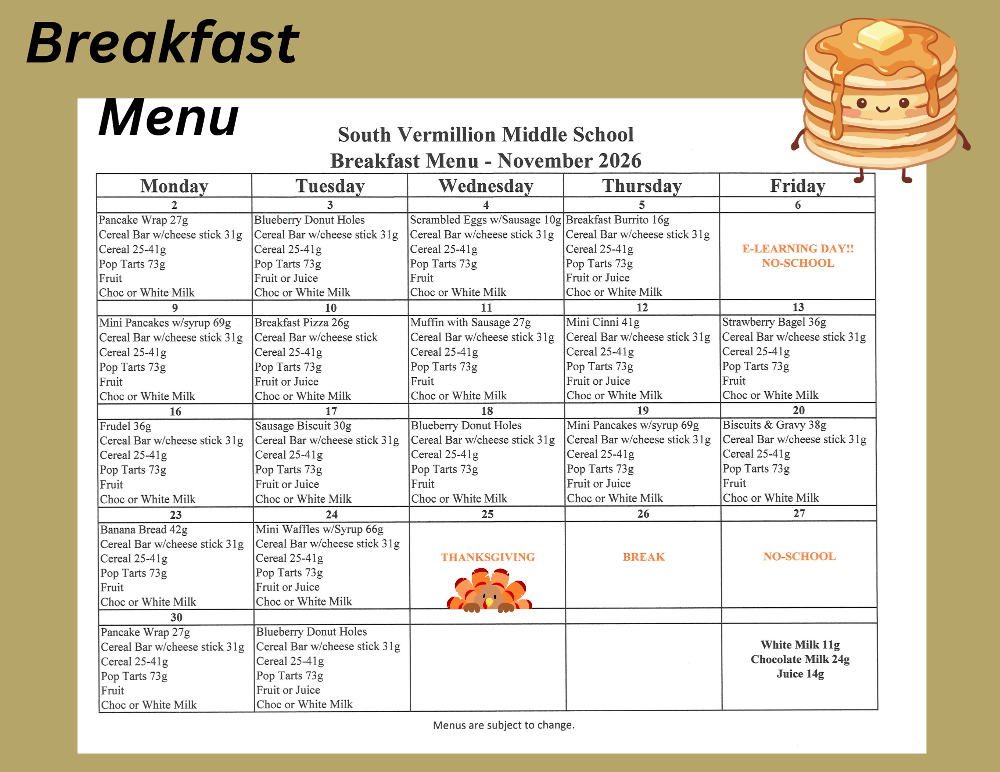 November Menus