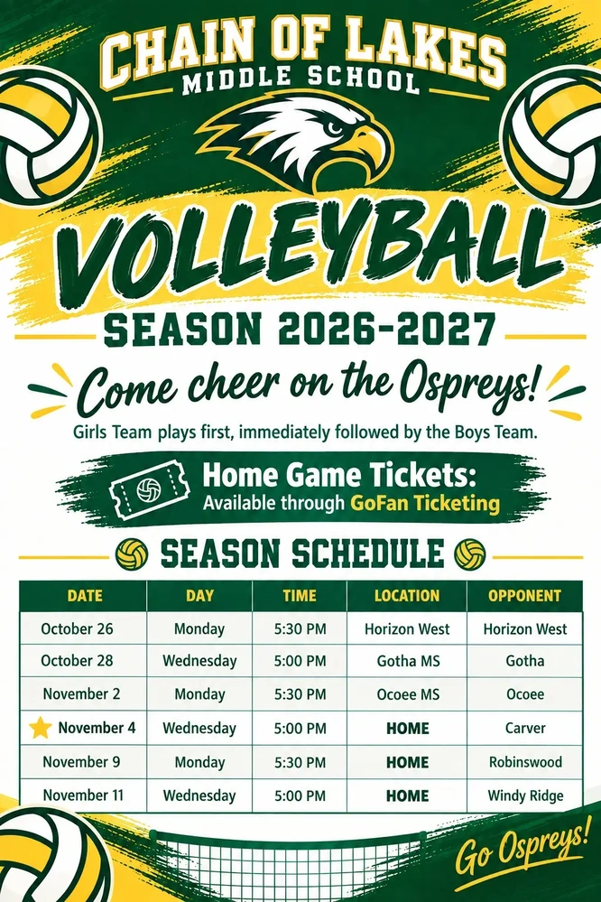 2026 Volleyball Schedule