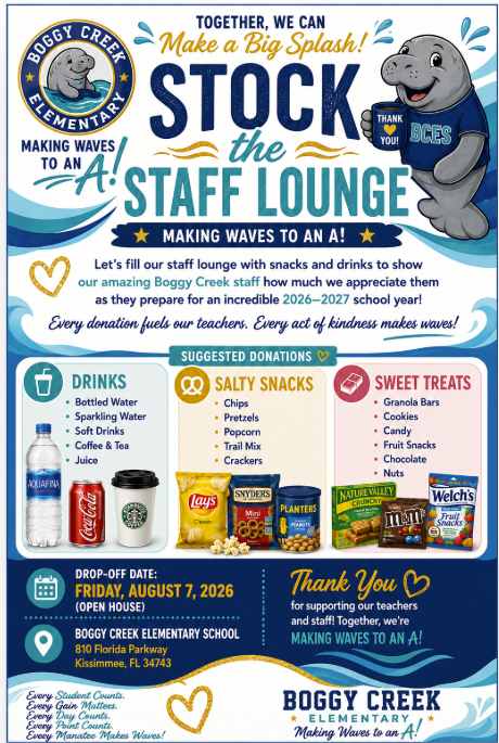 PLEASE- Help us STOCK the Staff Lounge