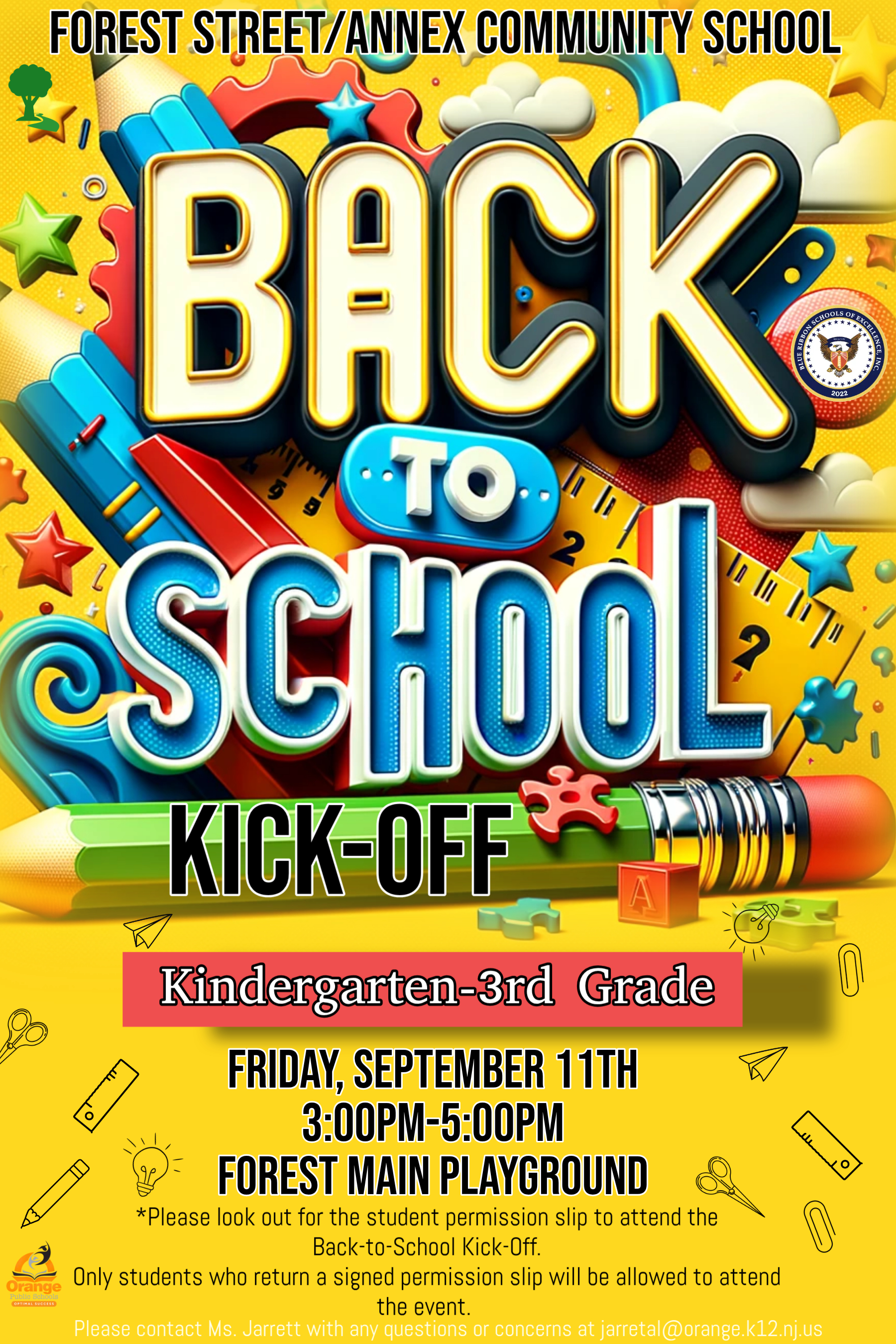 Kindergarten-3rd grade Back to School Kick-Off