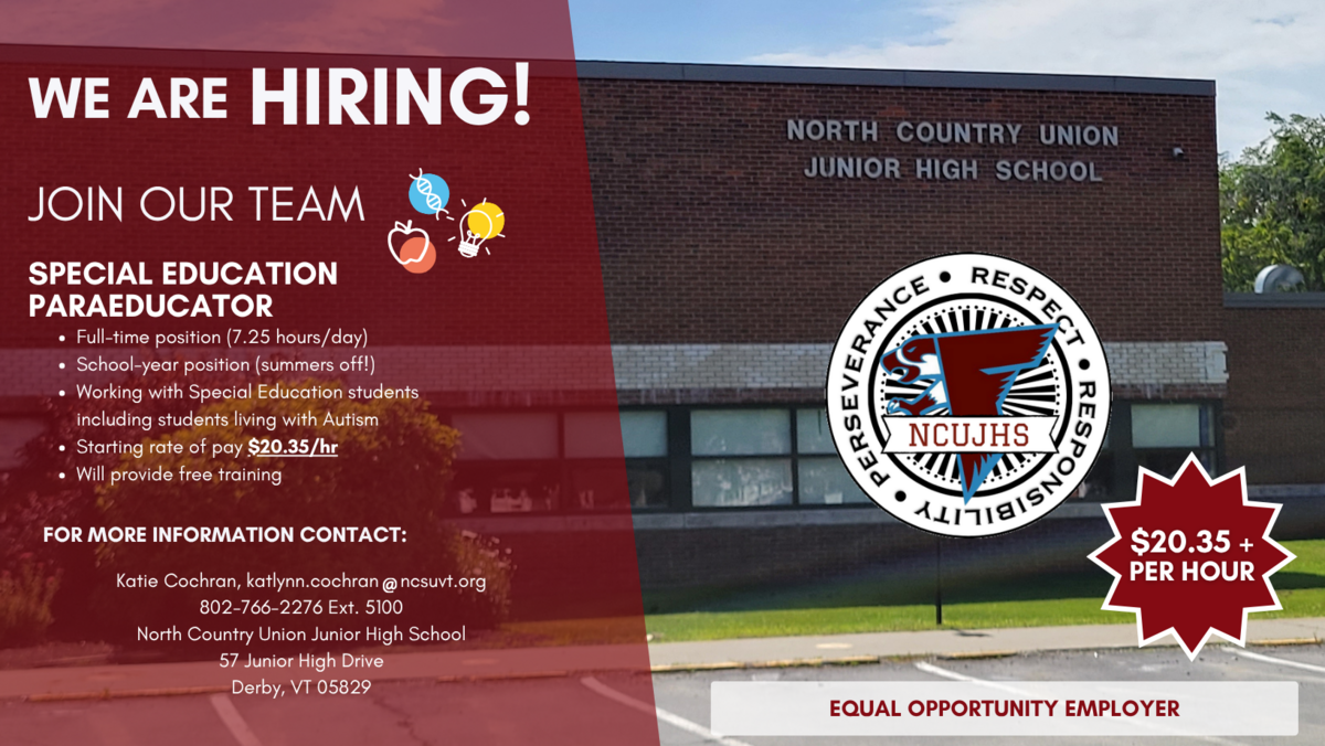  NCUJHS is hiring for Special Education Paraeducators!