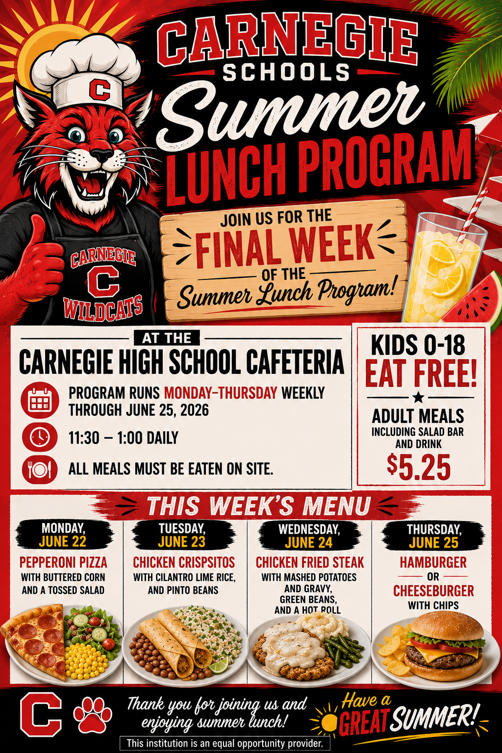 Summer Lunch Program-LAST WEEK!!