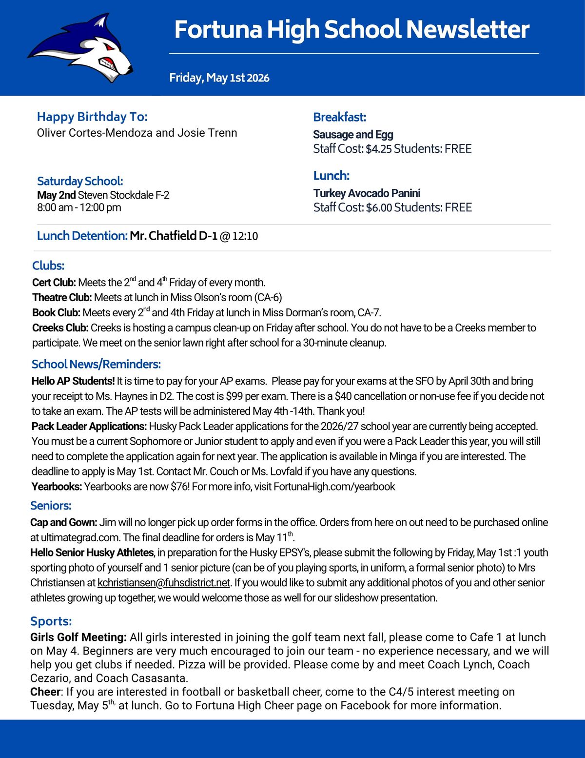 Bulletin 05/01/2026
