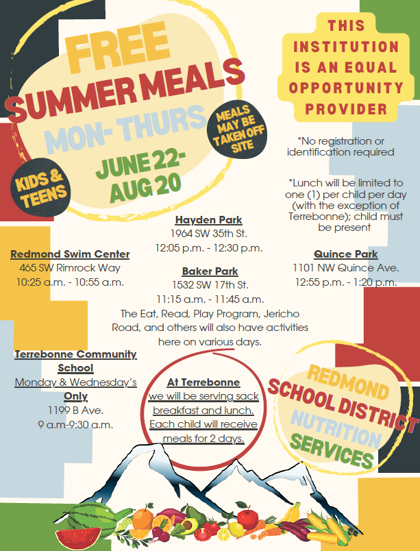 summer meals poster in english