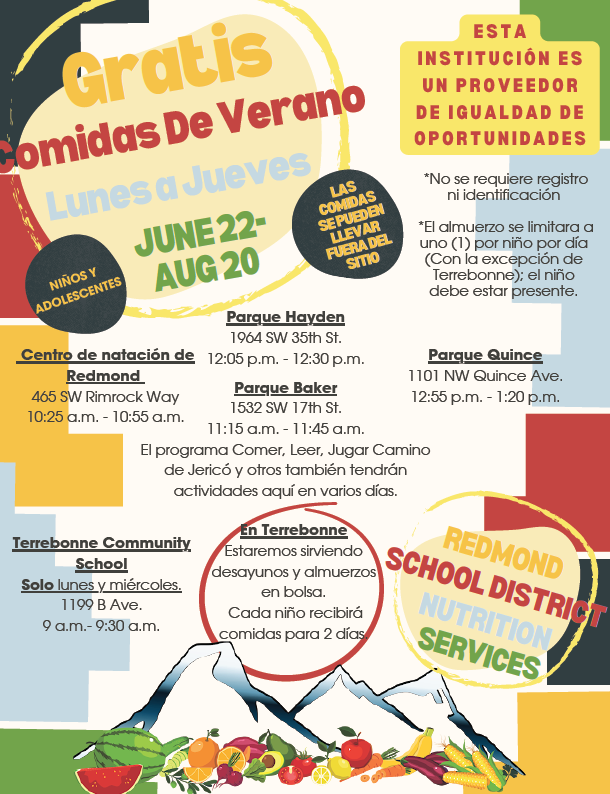 summer meals poster in spanish