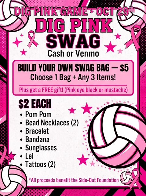 Dig Pink - October 29th - Sponsored by Friends of RHAM Volleyball