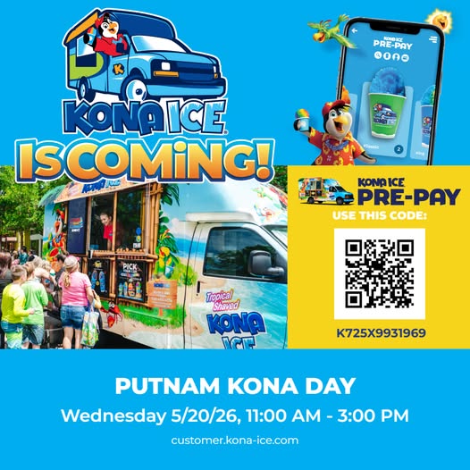 Kona Ice is here on Wednesday, May 20, 2026!