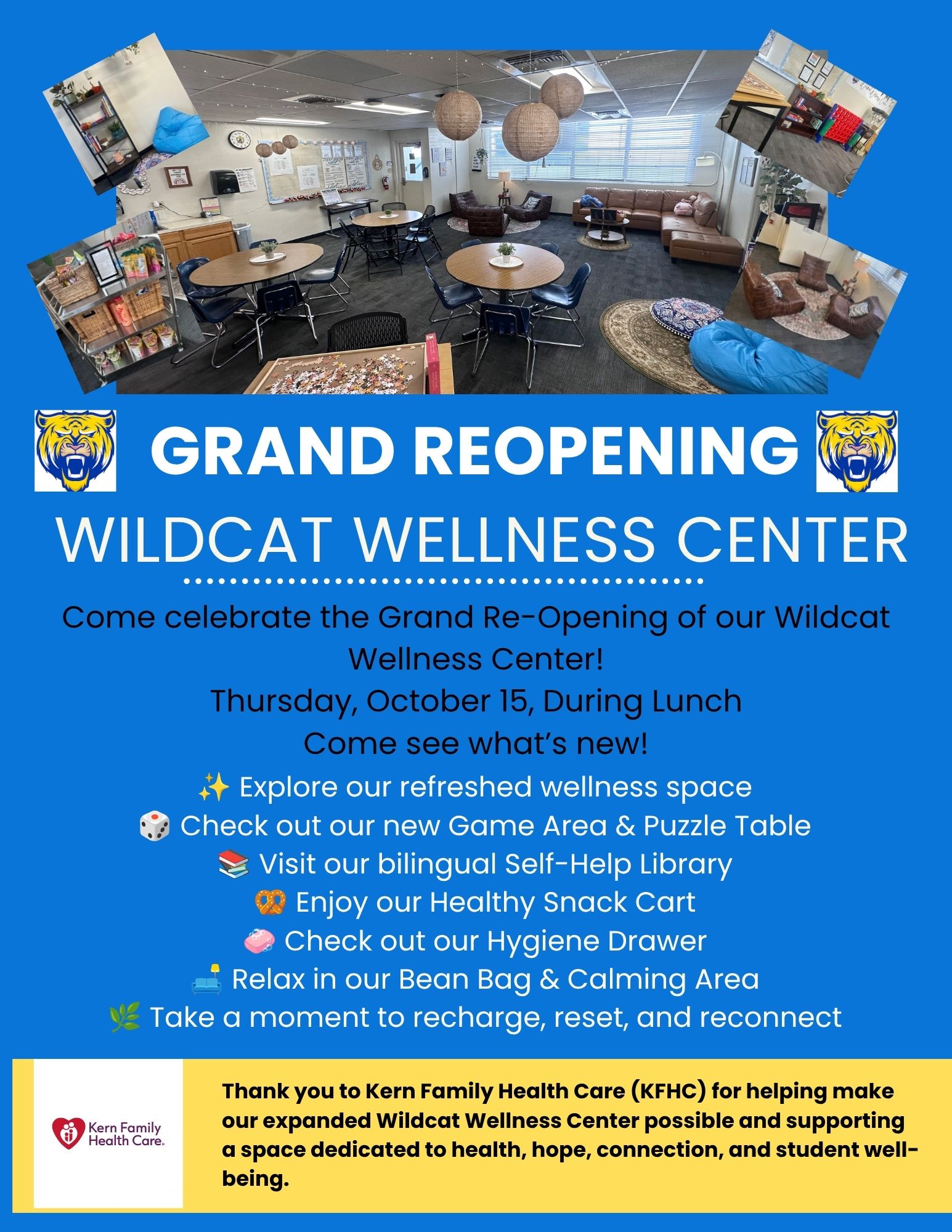 Save The Date: Grand Reopening of the Wildcat Wellness Center is October 15th