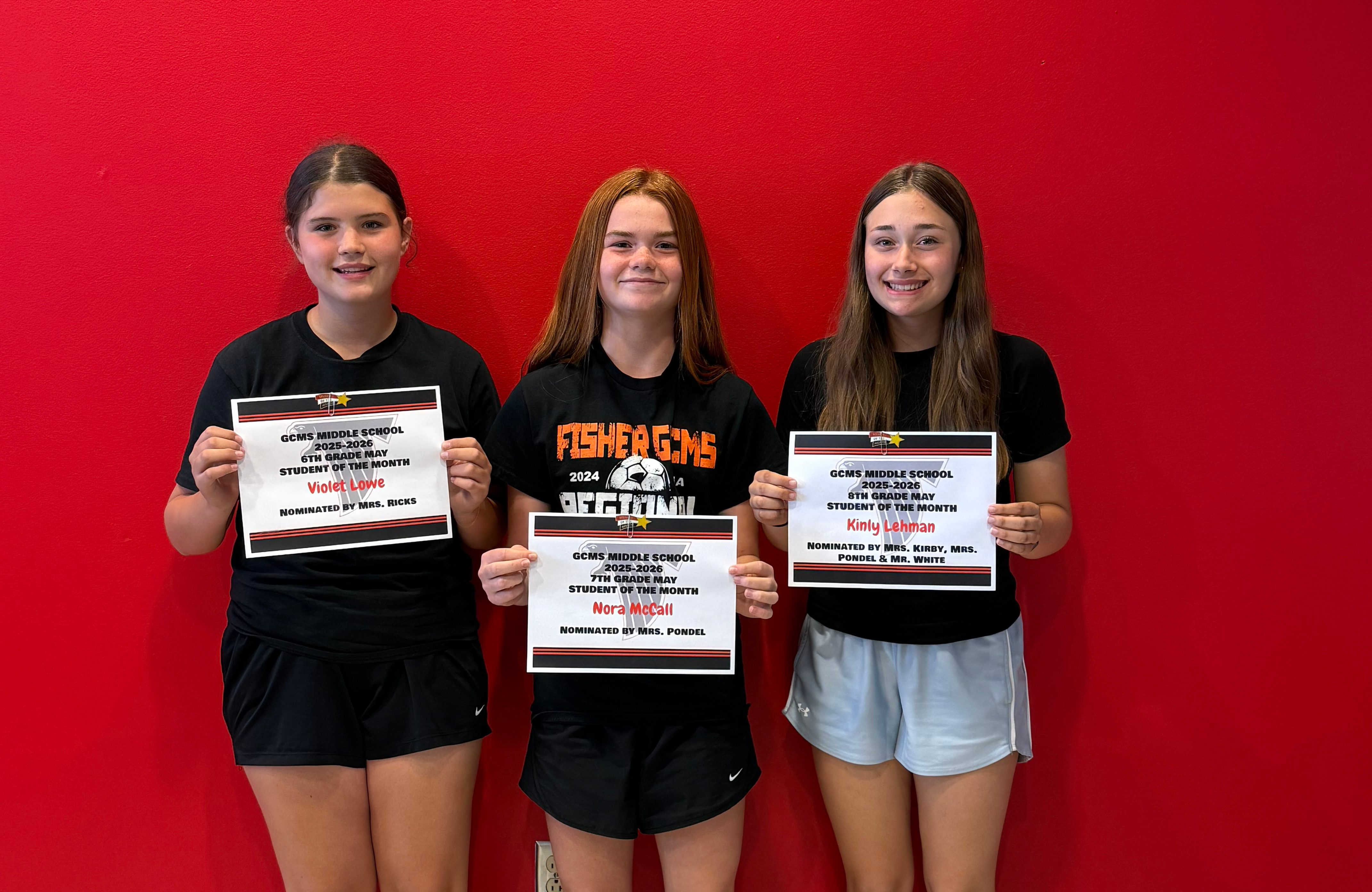 Middle School May Students of the Month