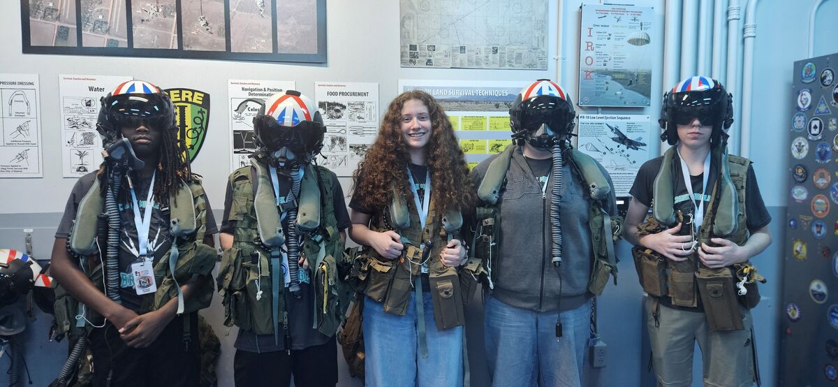 A picture of students visiting the National Flight Academy