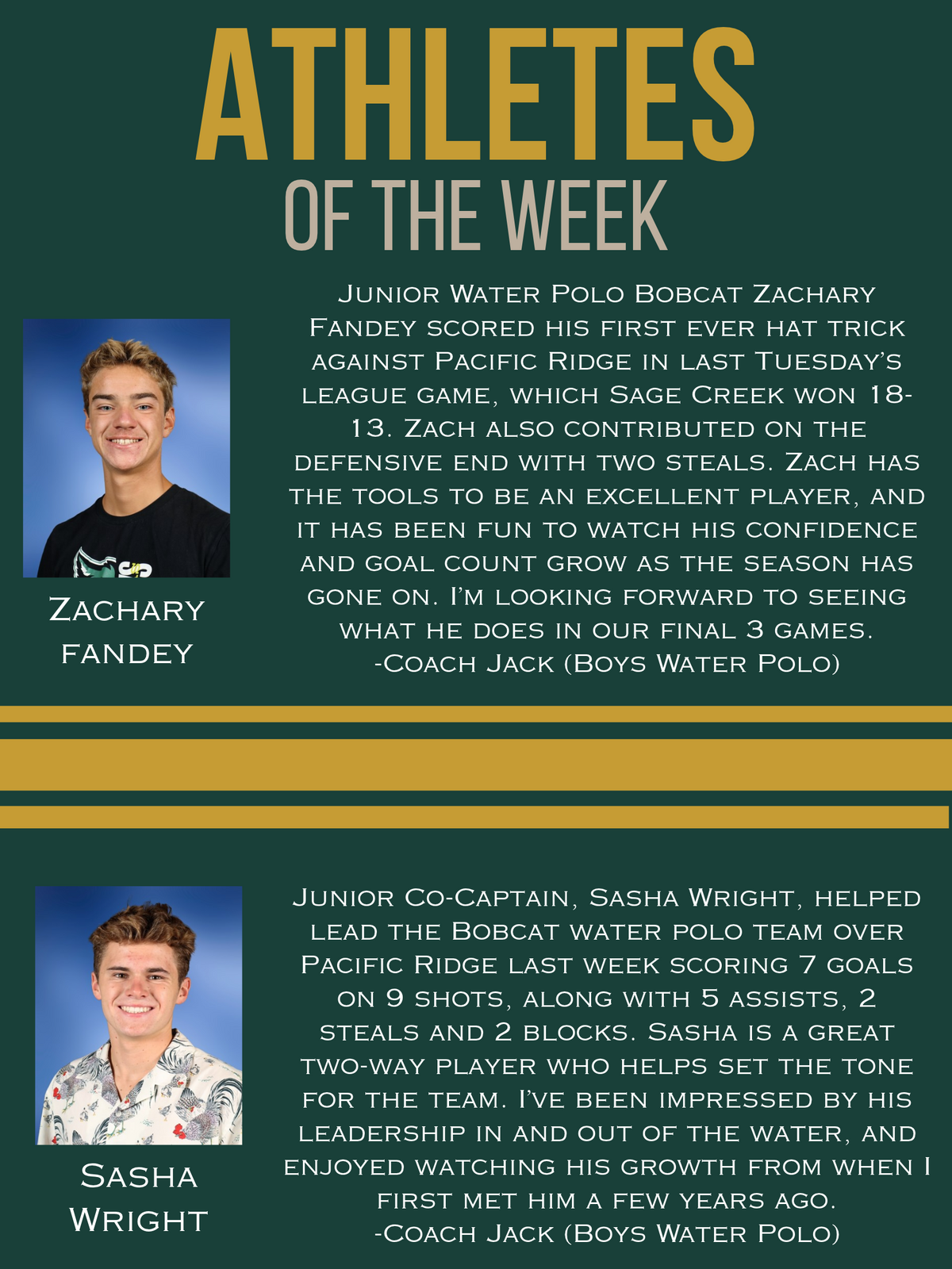 Athletes of the Week