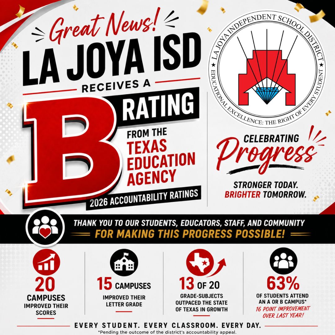 📈✨ 🎉📚 LA JOYA ISD EARNS A “B” RATING! 📚🎉