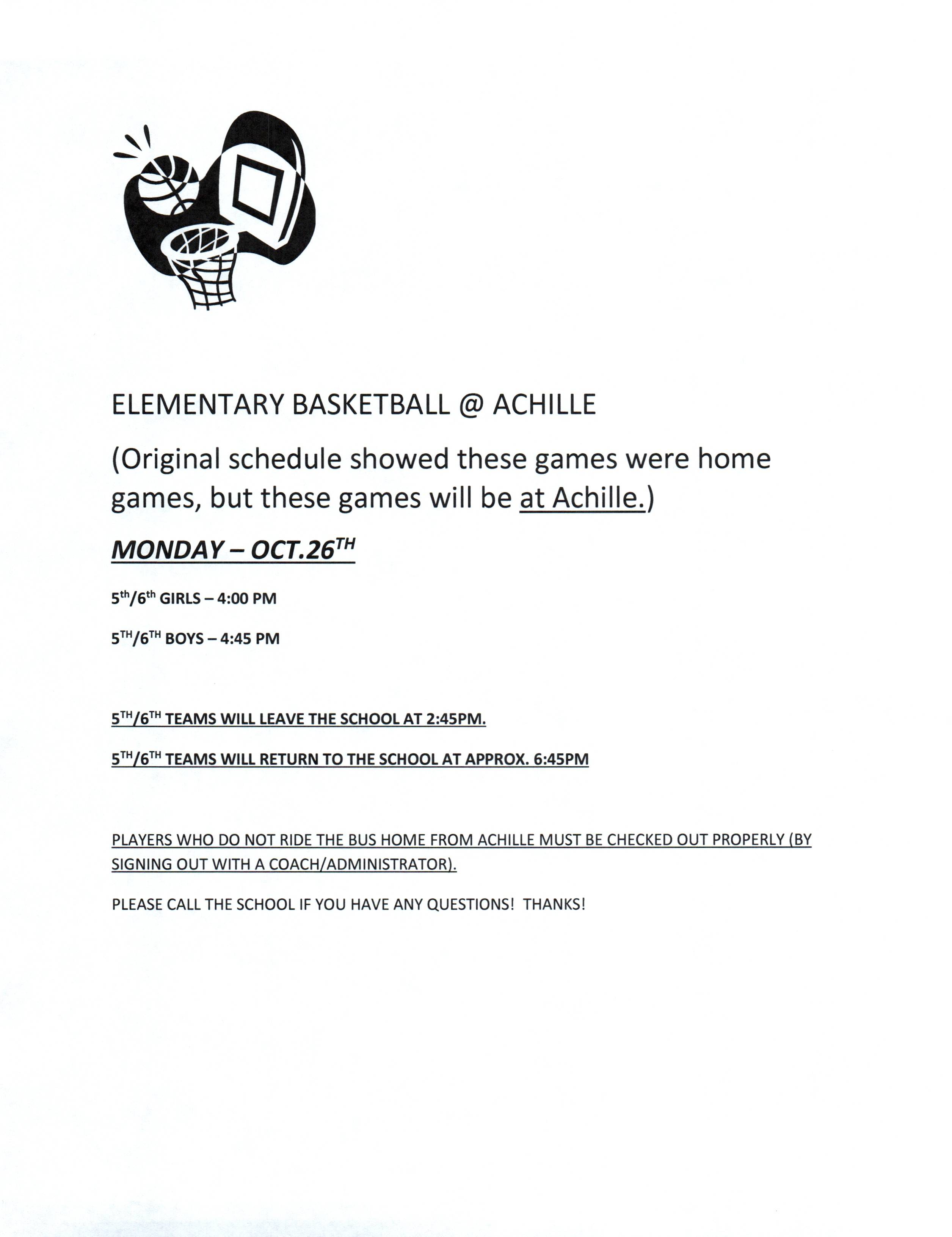 Elementary Basketball @ Achille