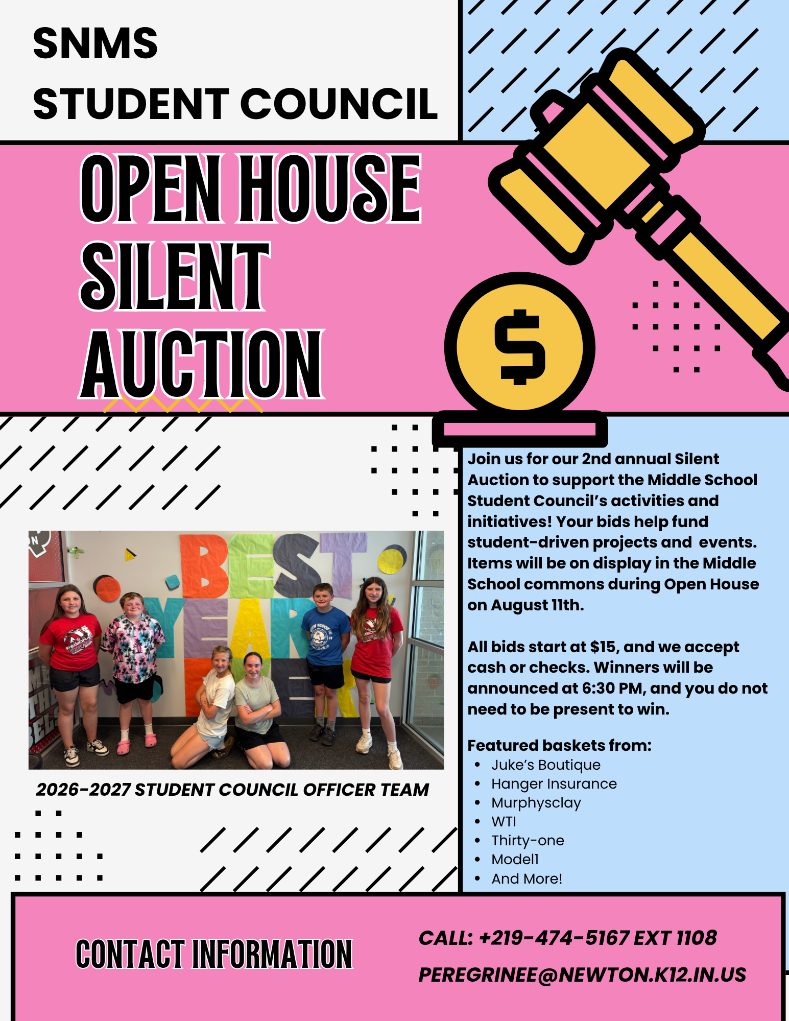 Middle School Student Council Silent Auction!